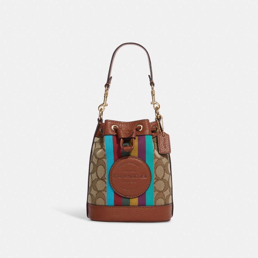 Mini Dempsey Bucket Bag In Signature Jacquard With Stripe And Coach Patch