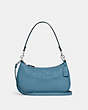 COACH®,TERI SHOULDER BAG,Refined Pebble Leather,Large,Silver/Pacific Blue,Front View
