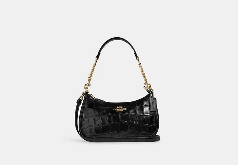 COACH®,TERI SHOULDER BAG,Large,Gold/Black,Front View