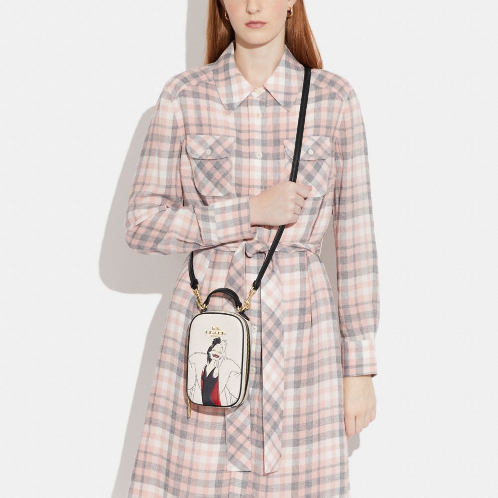 COACH®,Disney X Coach Eva Phone Crossbody With Cruella Motif,,Detail View