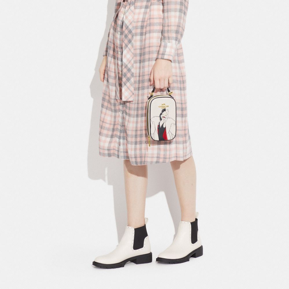 COACH®,Disney X Coach Eva Phone Crossbody With Cruella Motif,,Detail View