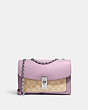 COACH®,LANE SHOULDER BAG IN SIGNATURE CANVAS,Leather,Medium,Silver/Light Khaki/Ice Purple,Front View
