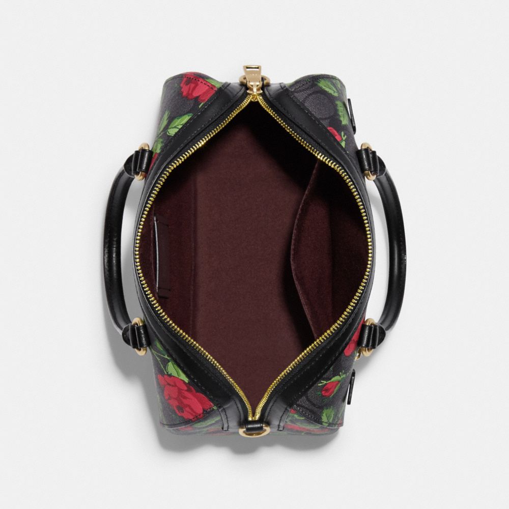 Rowan Satchel Bag In Signature Canvas With Fairytale Rose Print