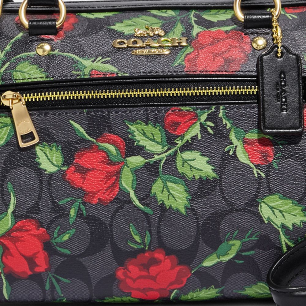 COACH Rowan Satchel In Signature Canvas With Fairytale Rose Print