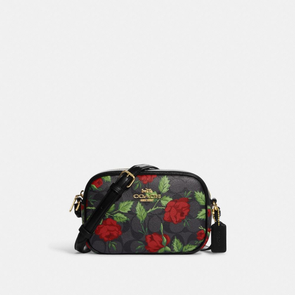 Mini camera bag in signature canvas with prairie rose print hot sale