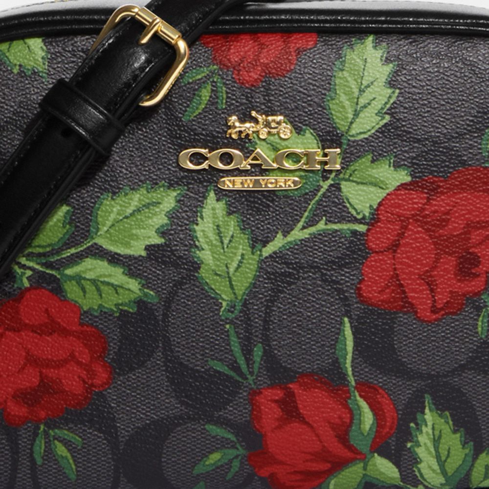 NWT Coach Mini outlet Jamie Camera Bag In Signature Canvas With Fairytale Rose CC342