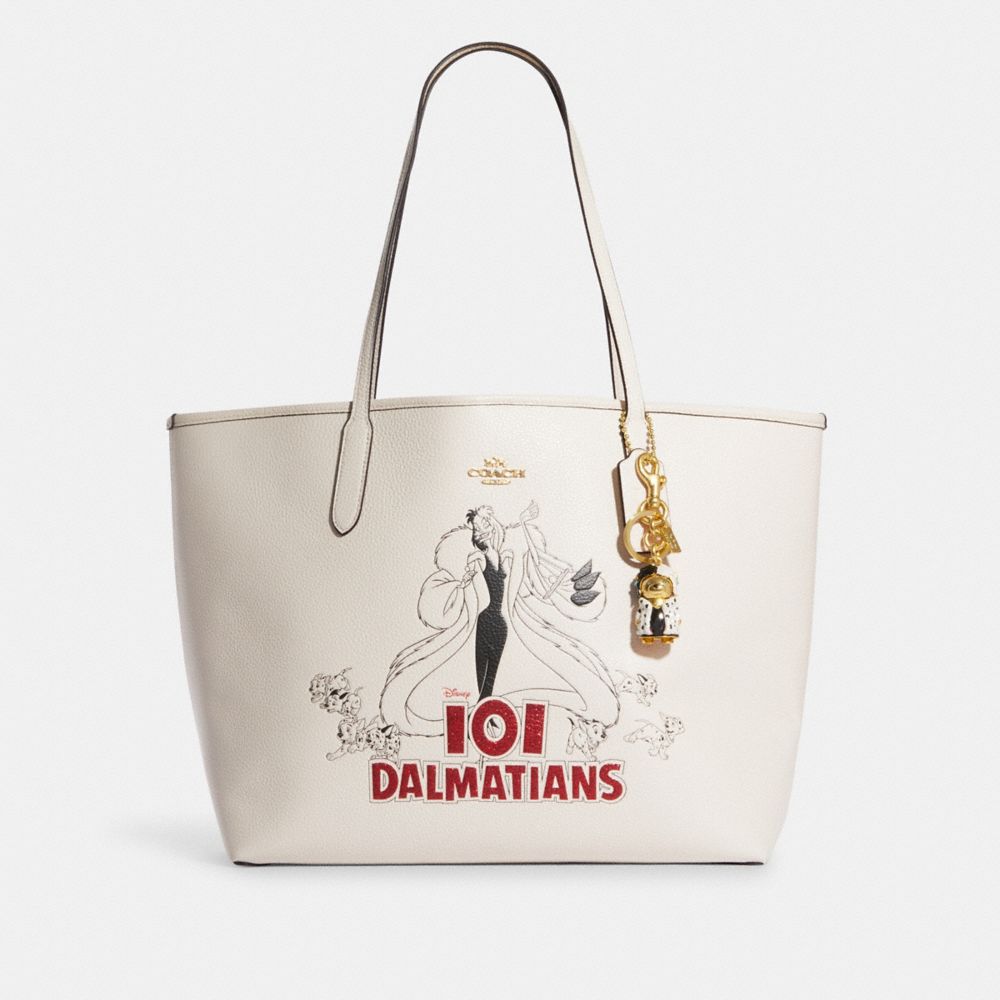 Brand Logo Print Tote Bag with Metal Charm