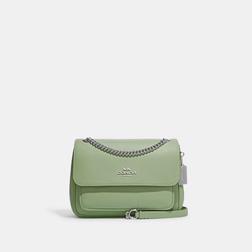 COACH®,KLARE CROSSBODY 25,Pebbled Leather,Medium,Silver/Pale Pistachio,Front View