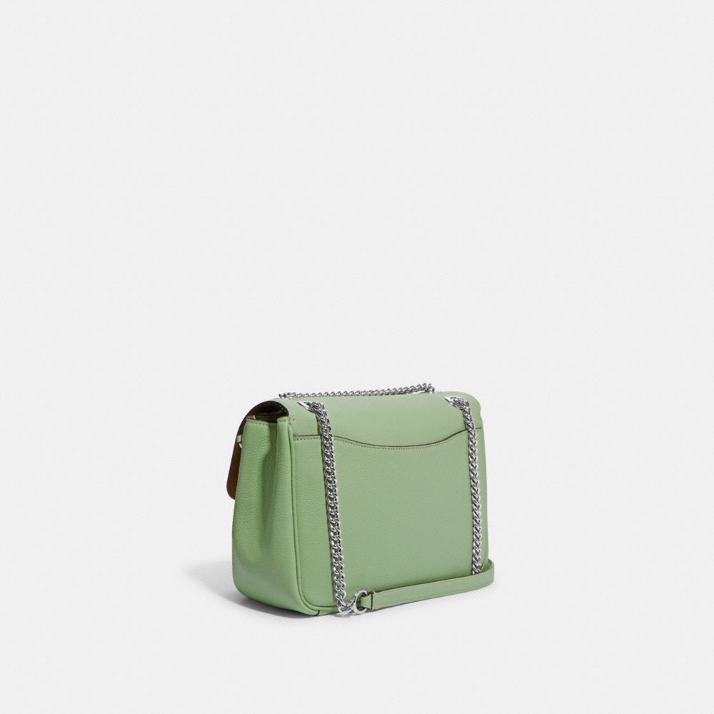 COACH®,KLARE CROSSBODY 25,Pebbled Leather,Medium,Silver/Pale Pistachio,Angle View