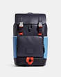 COACH®,TRACK BACKPACK IN COLORBLOCK,Large,Black Antique Nickel/Midnight/Pacific Multi,Front View
