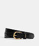 COACH®,HARNESS BUCKLE BELT, 25MM,Embossed Crocodile,Gold/Black,Front View