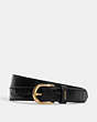 COACH®,HARNESS BUCKLE BELT, 25MM,Embossed Crocodile,Gold/Black,Front View