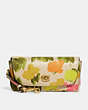 COACH®,SUNGLASS CASE BAG CHARM WITH FLORAL PRINT,Glovetanned Leather,Brass/Multi,Front View