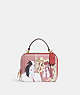 COACH®,DISNEY X COACH BOX CROSSBODY BAG WITH CRUELLA MOTIF,Crossgrain Leather,Small,Gold/Red Apple Multi,Front View