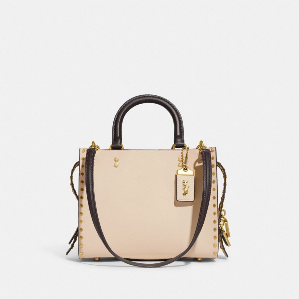 Coach Rogue 25 In Colorblock With Tea Rose And Snakeskin Detail