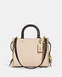 COACH®,ROGUE BAG 25 IN COLORBLOCK WITH RIVETS,Smooth Leather,Medium,Brass/Ivory Multi,Front View