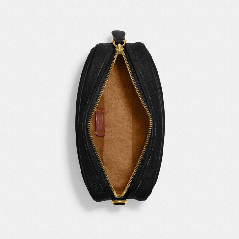 COACH®,SAC POUR APPAREIL PHOTO,Cuir galet,Laiton/Noir,Inside View,Top View