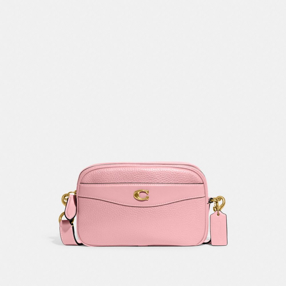 COACH®,CAMERA BAG,Small,Brass/Bubblegum,Front View image number 0