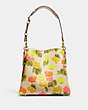 COACH®,WILLOW BUCKET BAG WITH FLORAL PRINT,Polished Pebble Leather,Medium,Brass/Multi,Back View