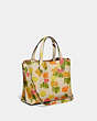 COACH®,WILLOW TOTE BAG 24 WITH FLORAL PRINT,Polished Pebble Leather,Medium,Brass/Multi,Angle View