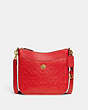 COACH®,CHAISE CROSSBODY BAG IN SIGNATURE LEATHER,Polished Pebble Leather,Medium,Brass/Sport Red,Front View