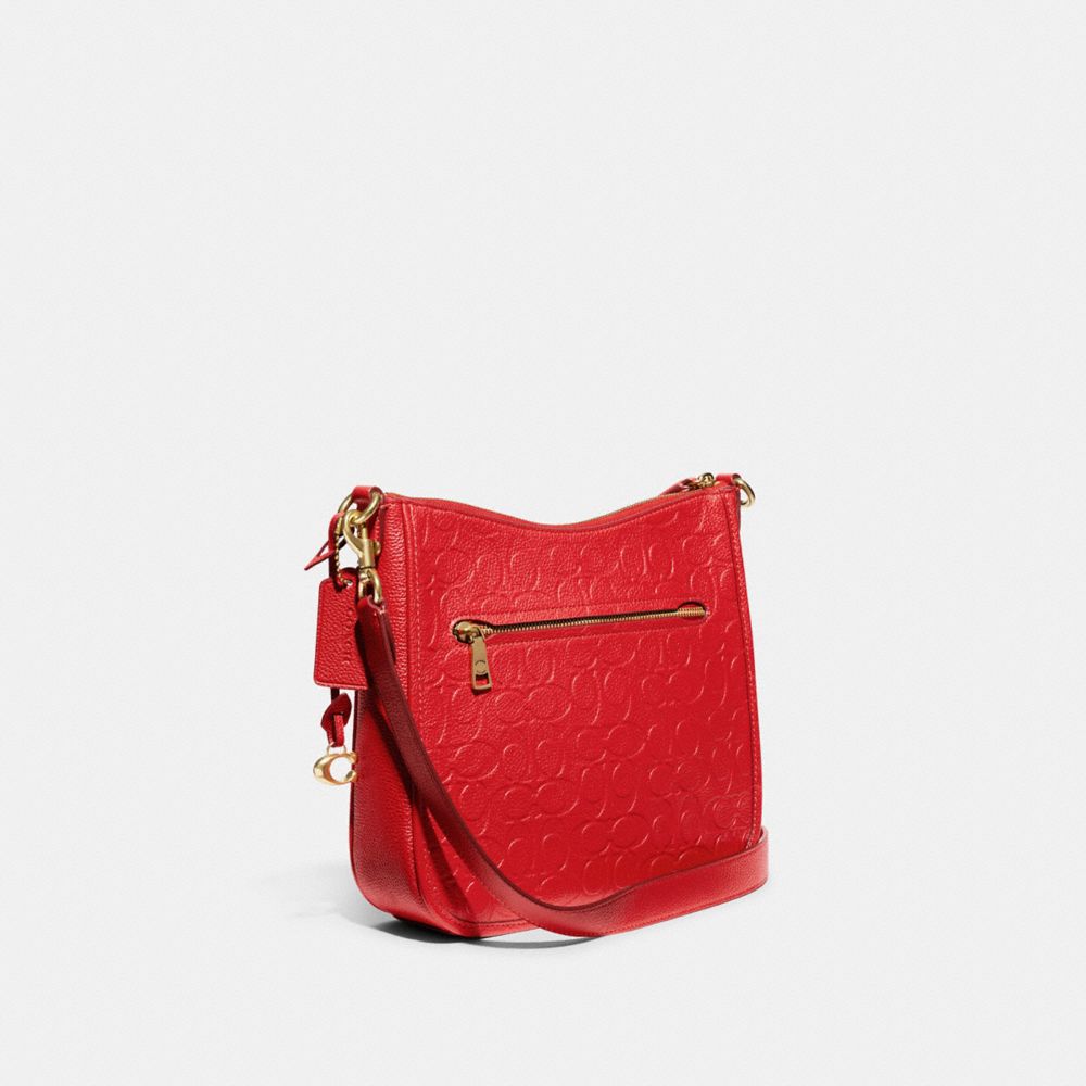 COACH®,CHAISE CROSSBODY BAG IN SIGNATURE LEATHER,Medium,Brass/Sport Red,Angle View