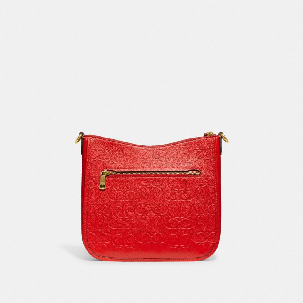 COACH®,CHAISE CROSSBODY BAG IN SIGNATURE LEATHER,Medium,Brass/Sport Red,Back View