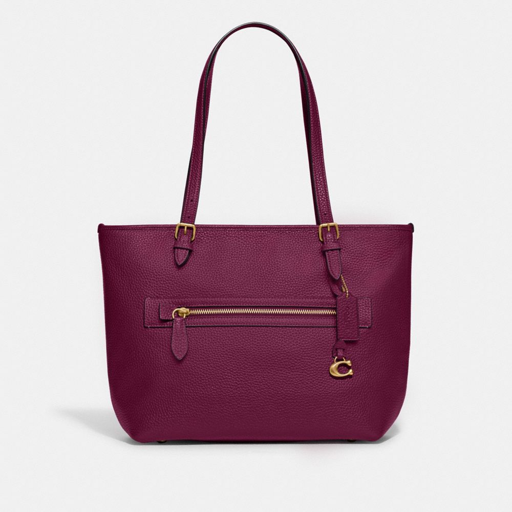 COACH®,TAYLOR TOTE,Large,Brass/Deep Plum,Front View