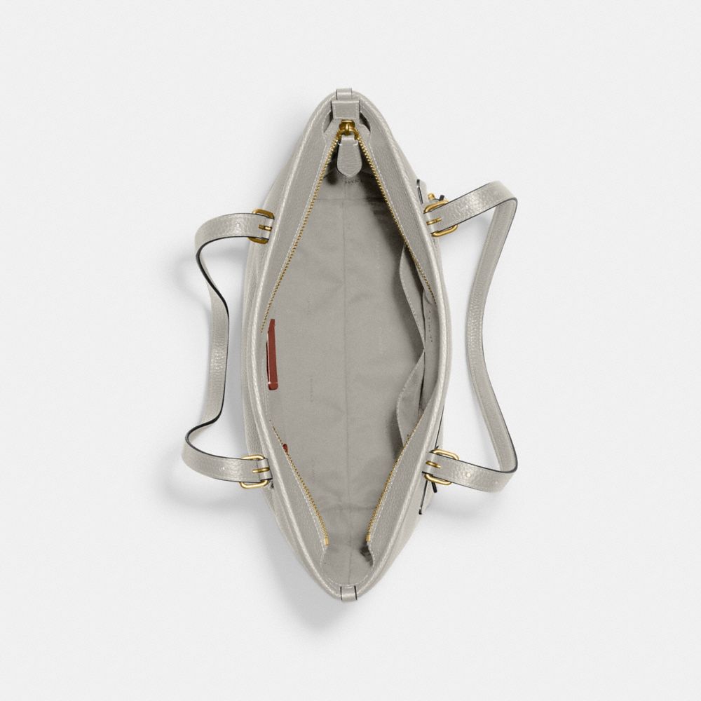 COACH®,Taylor Tote,Leather,Tote,Logo,Gold Metal,Casual,Work,Gray,Inside View,Top View
