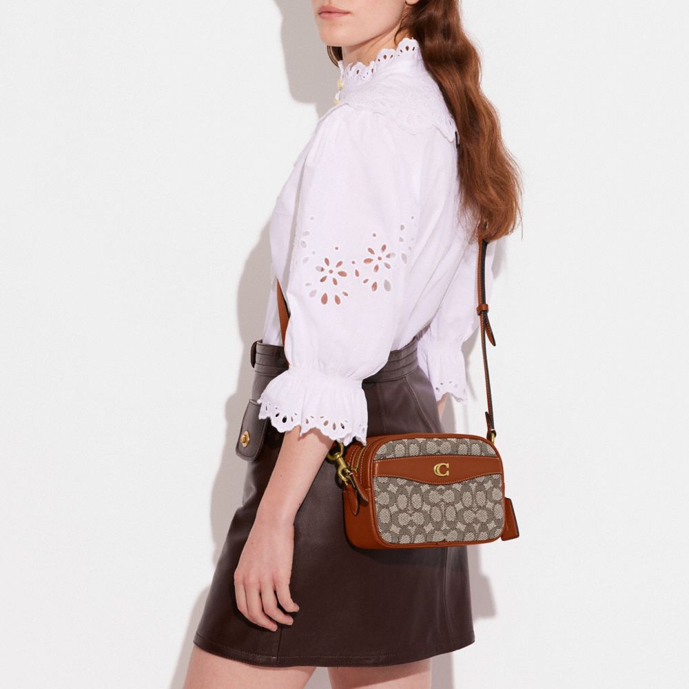 Coach monogram-jacquard Camera Bag - Brown