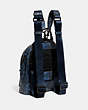 COACH®,CHARTER BACKPACK 18 WITH CAMO PRINT,Polished Pebble Leather,Small,Blue/Midnight Navy,Angle View