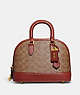 COACH®,REVEL BAG IN SIGNATURE CANVAS,Signature Coated Canvas,Medium,Brass/Tan/Rust,Front View