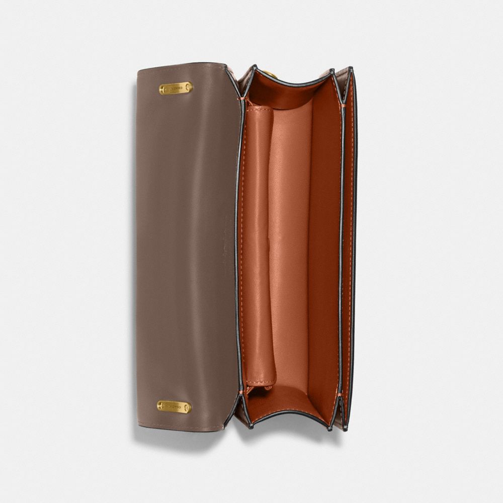 COACH®,Bandit Shoulder Bag,Calfskin Leather,Shoulder Bag,Logo,Metal,Adjustable,Gold Metal,Casual,Brown,Inside View,Top View