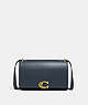 COACH®,BANDIT SHOULDER BAG,Calf Leather,Small,Brass/Denim,Front View