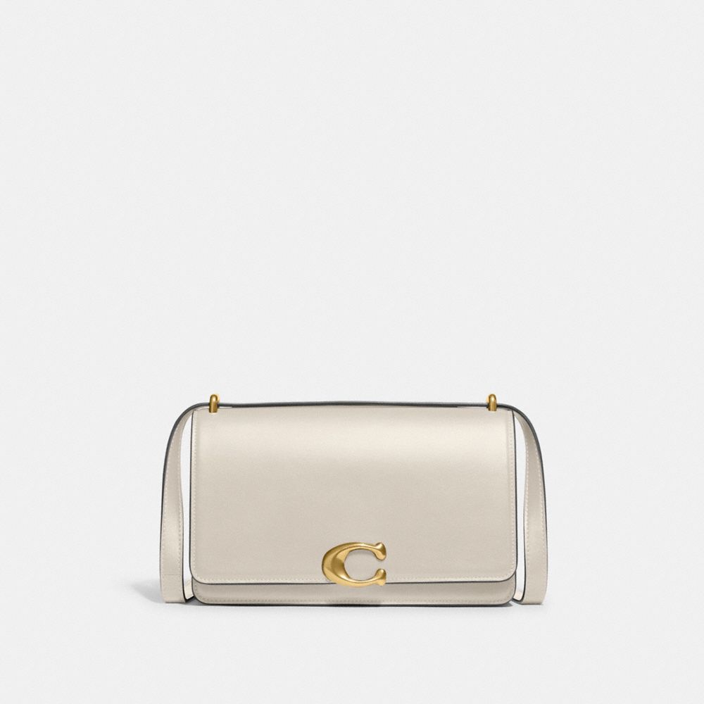 COACH®,BANDIT SHOULDER BAG,Luxe Refined Calf Leather,Small,Brass/Ivory,Front View