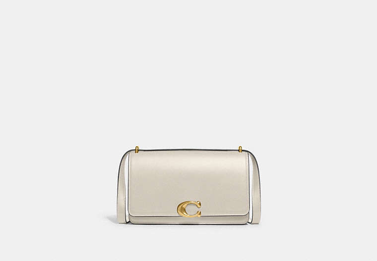 COACH®,BANDIT SHOULDER BAG,Calf Leather,Small,Brass/Ivory,Front View