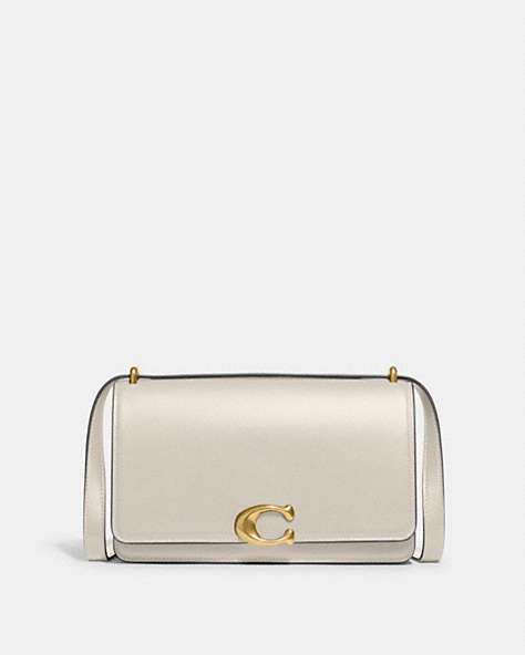 COACH®,BANDIT SHOULDER BAG,Luxe Refined Calf Leather,Small,Brass/Ivory,Front View