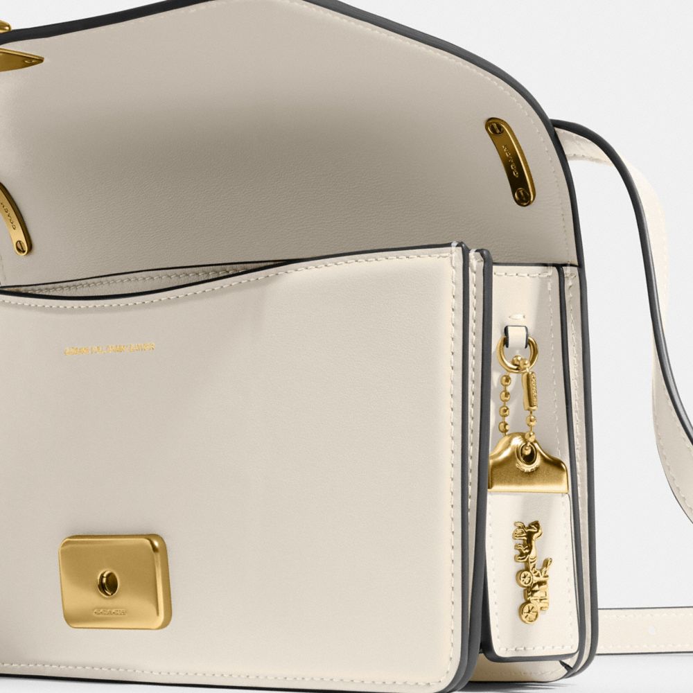 COACH®,Bandit Shoulder Bag,Calfskin Leather,Shoulder Bag,Logo,Metal,Adjustable,Gold Metal,Casual,Cream,Closer View
