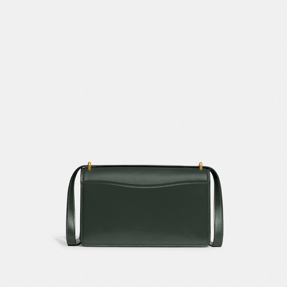 COACH®,BANDIT SHOULDER BAG,Luxe Refined Calf Leather,Small,Brass/Amazon Green,Back View