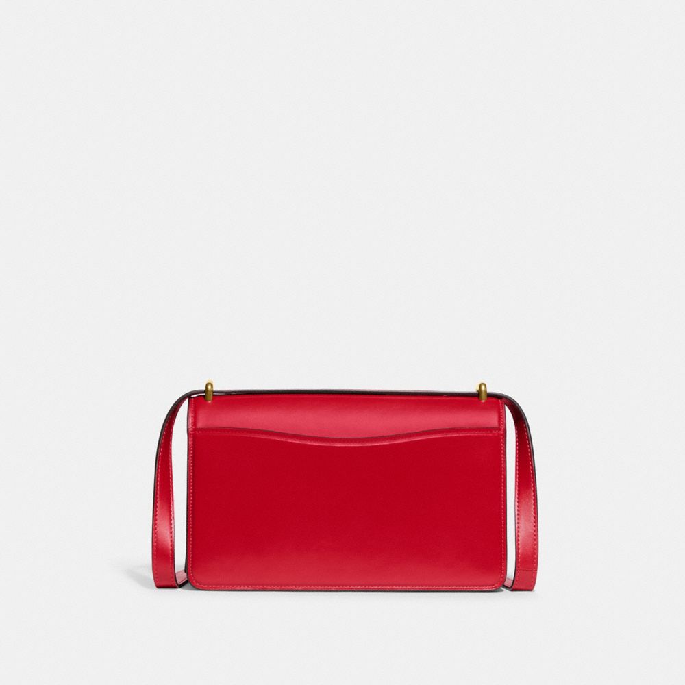 COACH®,Bandit Shoulder Bag,Calfskin Leather,Shoulder Bag,Logo,Metal,Adjustable,Gold Metal,Casual,Red,Back View