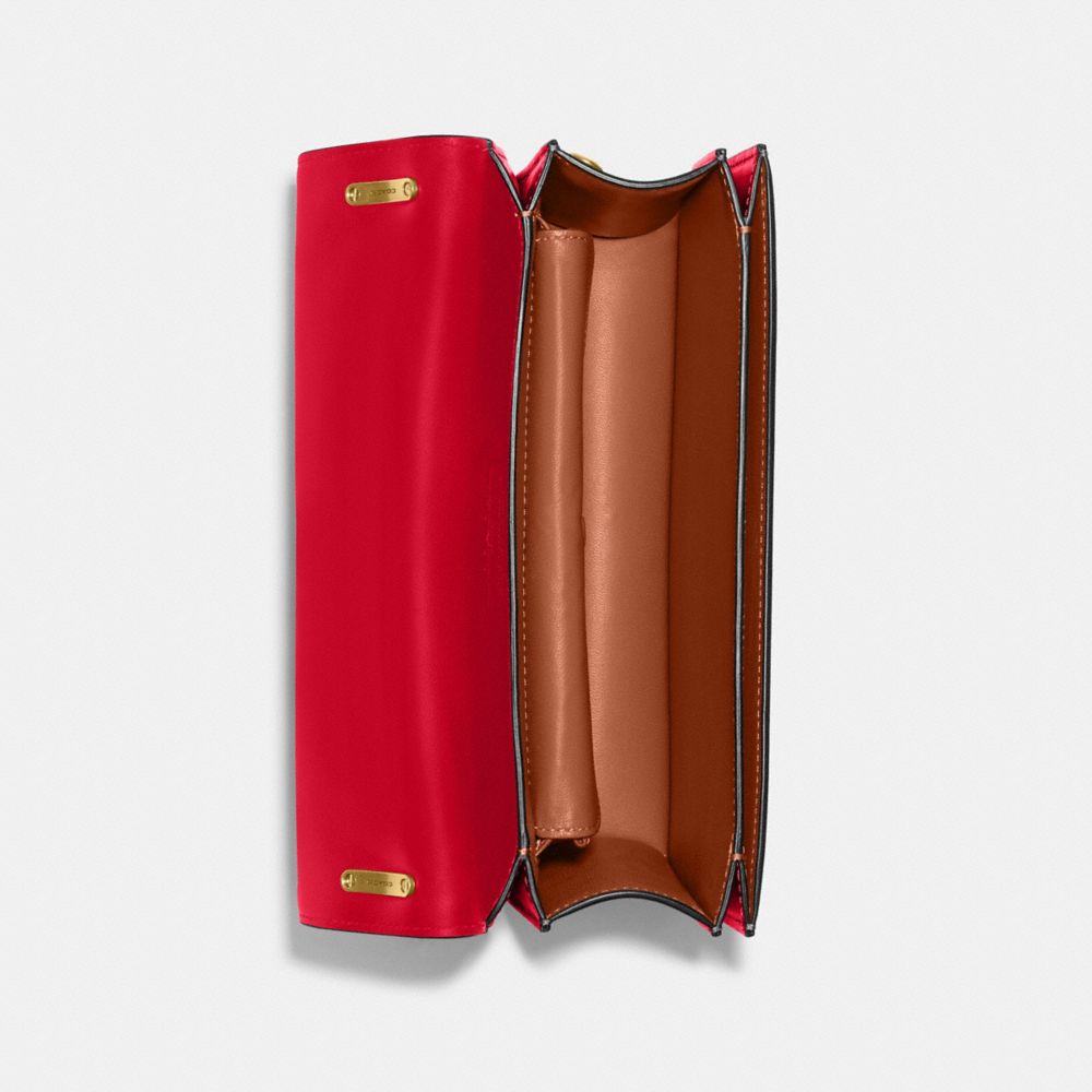 COACH®,Bandit Shoulder Bag,Calfskin Leather,Shoulder Bag,Logo,Metal,Adjustable,Gold Metal,Casual,Red,Inside View,Top View