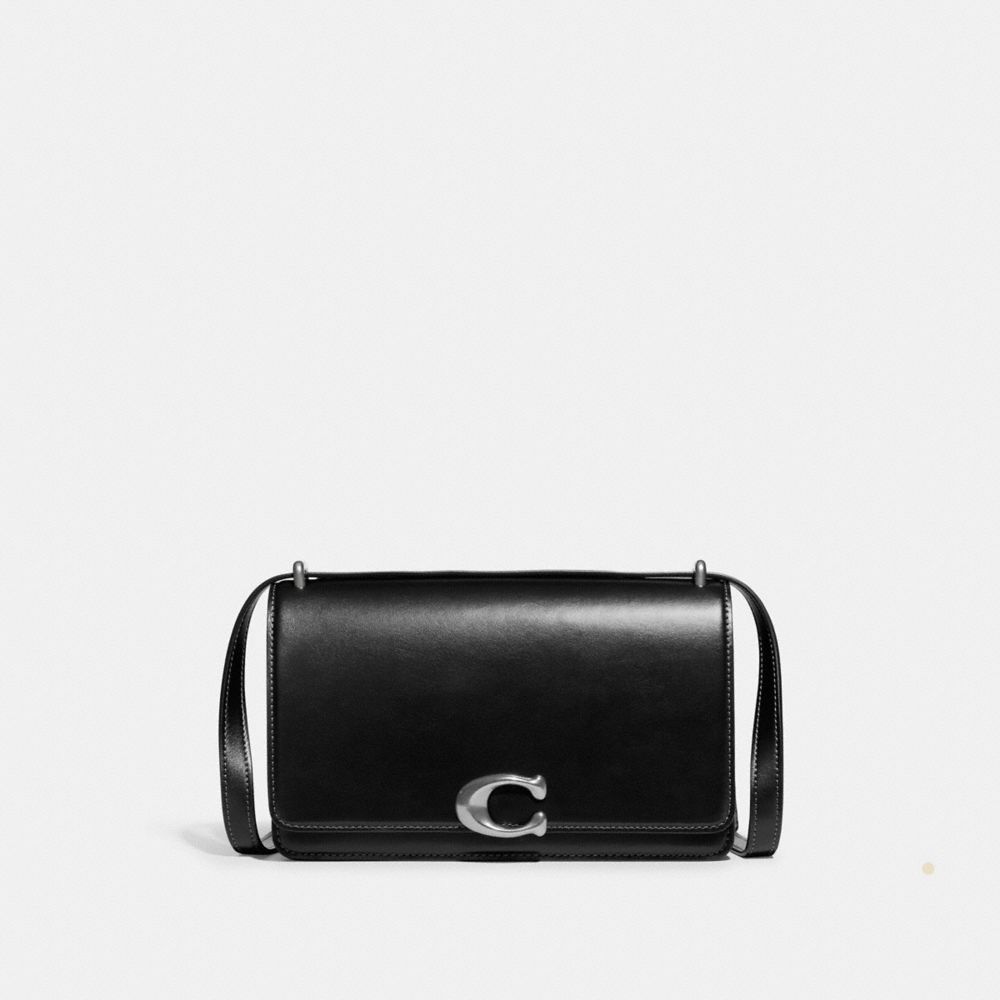 COACH®,BANDIT SHOULDER BAG,Luxe Refined Calf Leather,Small,Silver/Black,Front View