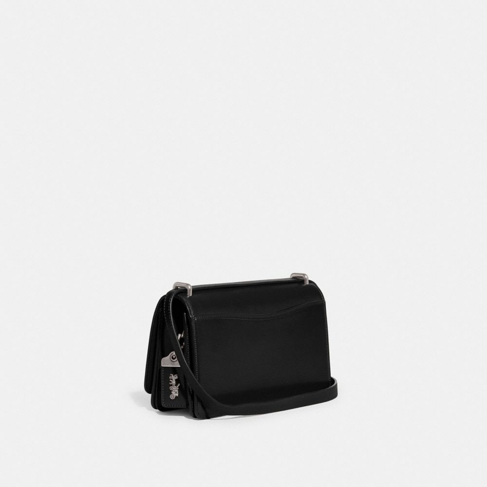 COACH®,BANDIT SHOULDER BAG,Luxe Refined Calf Leather,Small,Silver/Black,Angle View