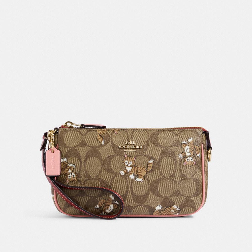 Coach Outlet Mini Dempsey Bucket Bag In Signature Canvas With Dancing  Kitten Print in Brown