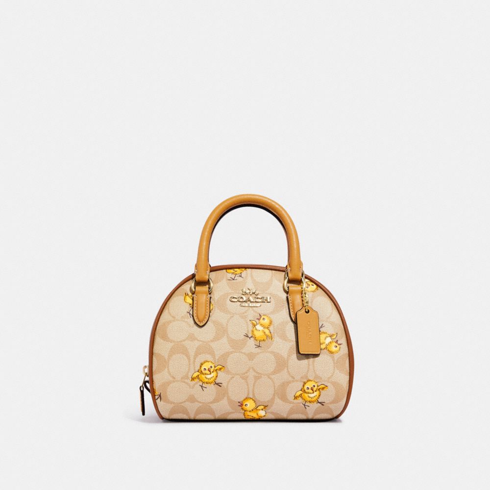 COACH®  Sydney Satchel In Signature Canvas With Tossed Chick Print