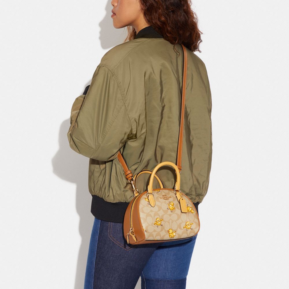 COACH®  Sydney Satchel In Signature Canvas With Tossed Chick Print