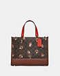 COACH®,DEMPSEY CARRYALL IN SIGNATURE CANVAS WITH HEDGEHOG PRINT,Large,Gold/Brown Black Multi,Front View