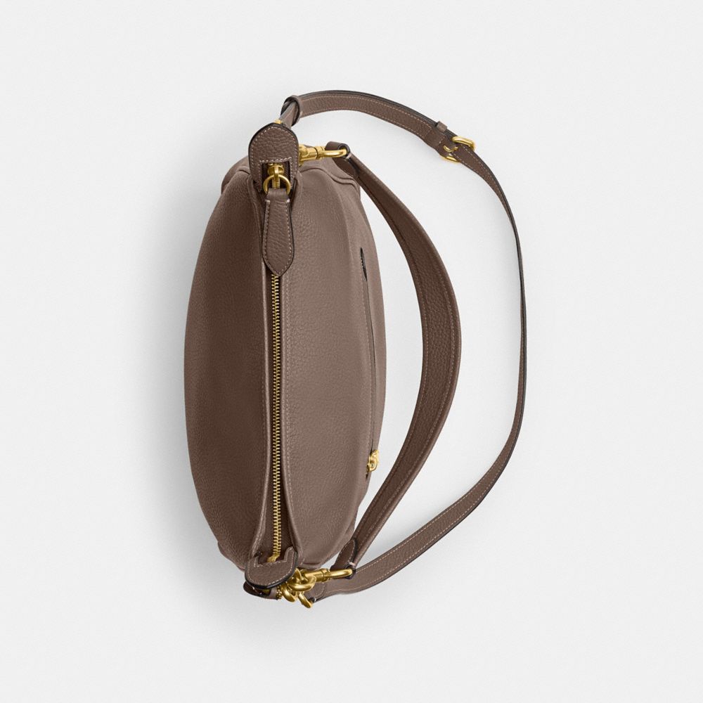 COACH®,Cary Shoulder Bag,Leather,Hobo,Metal,Logo,Casual,Brown