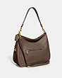 COACH®,CARY SHOULDER BAG,Pebble Leather,Large,Brass/Dark Stone,Angle View