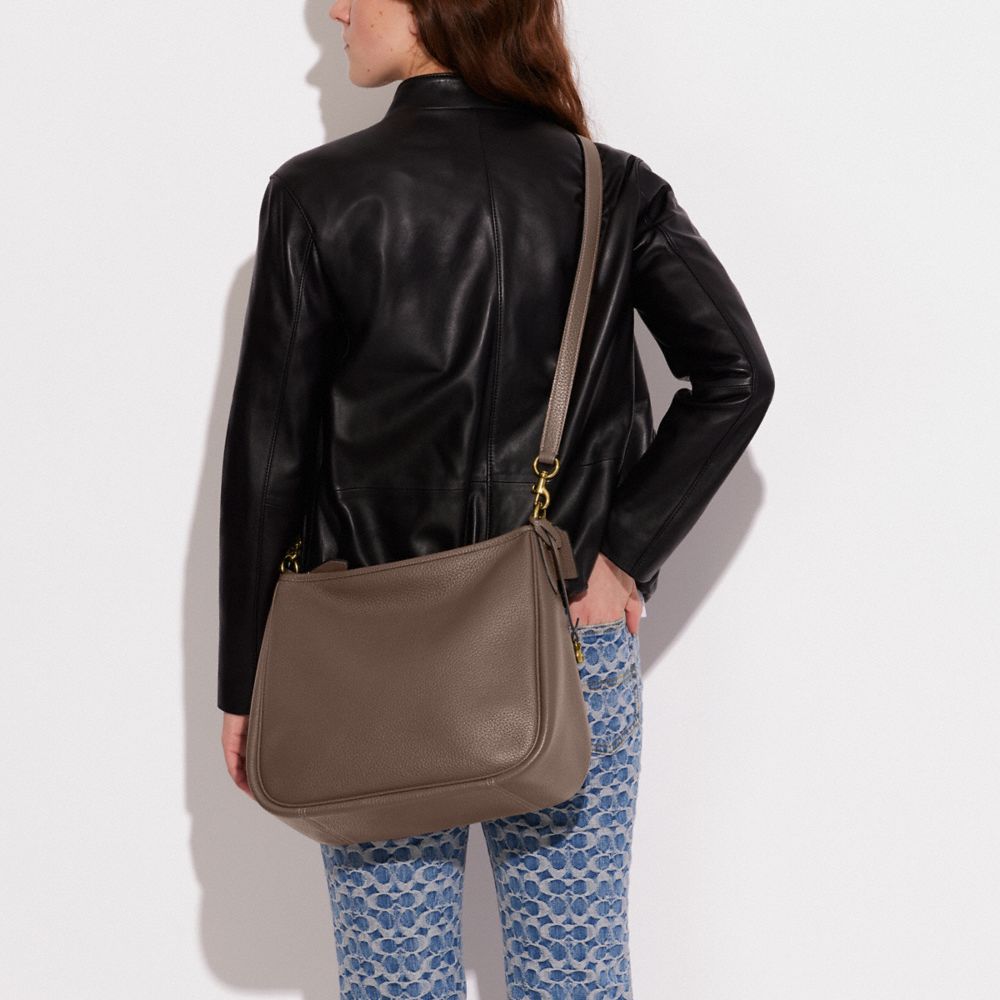 COACH®,Cary Shoulder Bag,Leather,Hobo,Metal,Logo,Casual,Brown,Detail View